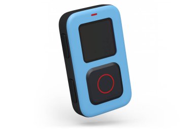 Beyaz arkaplanda fotoğraf ve video aksiyon kamerası için uzaktan denetleyici