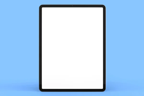 Caja Tableta Del Ordenador Aislado Sobre Fondo Azul Concepto Renderizado —  Fotos de Stock