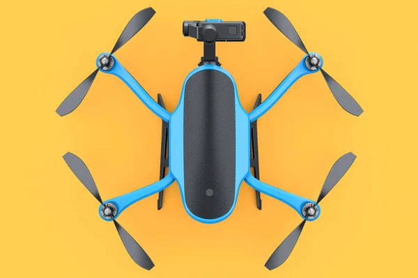 Foto Volante Video Drone Blu Quadricottero Con Action Camera Isolato — Foto Stock