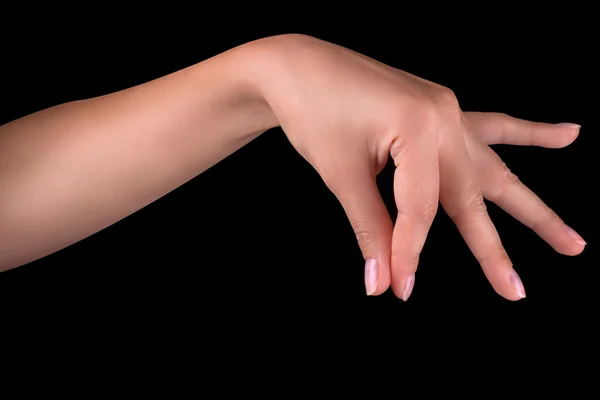 Vrouw hand halen object — Stockfoto