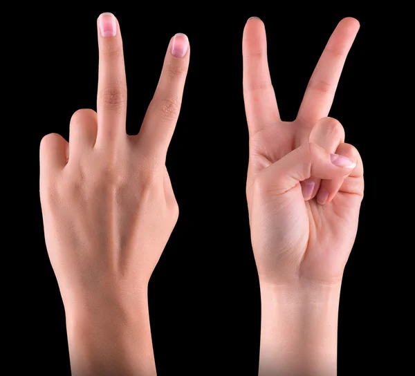 승리와 평화의 표시를 보여주는 손 — 스톡 사진