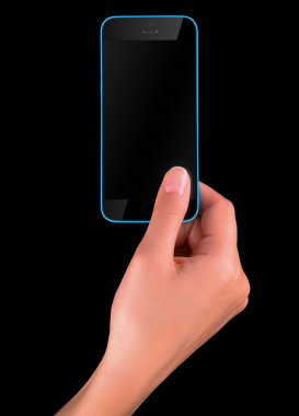 el ile boş ekran siyah akıllı telefon tutarak