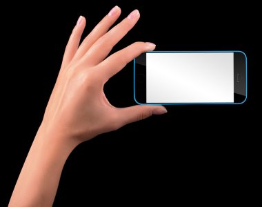 el ile boş ekran siyah akıllı telefon tutarak