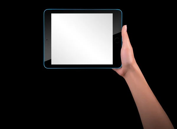 손으로 터치 스크린 태블릿 컴퓨터 — 스톡 사진