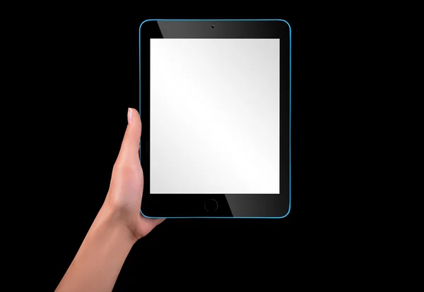 Touch screen tablet computer with hand — Stock Photo, Image