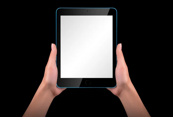 Tablette écran tactile avec main — Photo