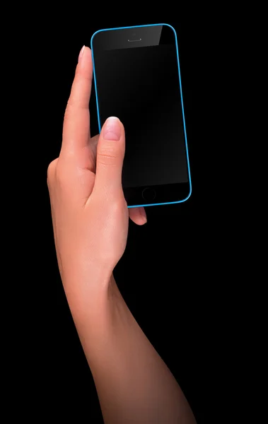 Hand holding Black Smartphone with blank screen — Stock Photo, Image