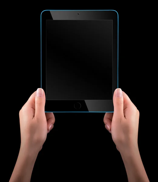 Tablet touch screen con mano — Foto Stock