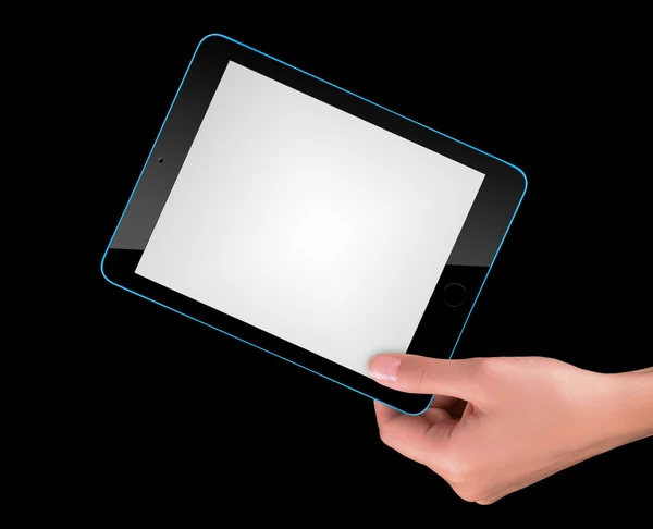 Počítač s dotykovou obrazovkou tabletu s rukou — Stock fotografie