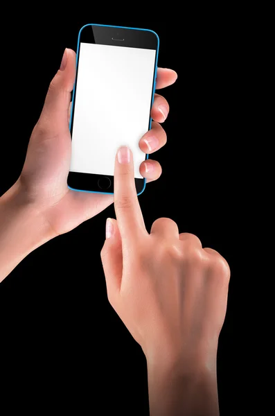 Hand holding Black Smartphone with blank screen — Stock Photo, Image