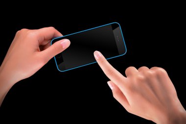 el ile boş ekran siyah akıllı telefon tutarak