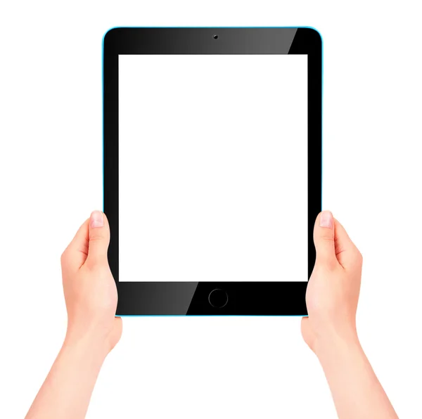 Touch screen tablet computer with hand — Stock Photo, Image