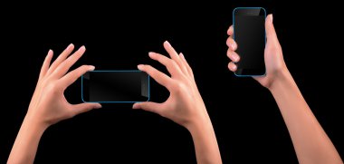 el ile boş ekran siyah akıllı telefon tutarak