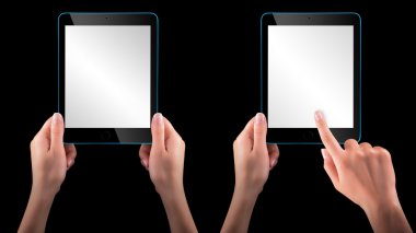 dokunmatik ekran tablet bilgisayarı el ile