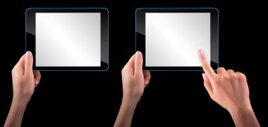 dokunmatik ekran tablet bilgisayarı el ile