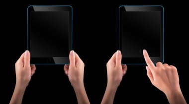 dokunmatik ekran tablet bilgisayarı el ile