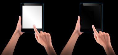 dokunmatik ekran tablet bilgisayarı el ile