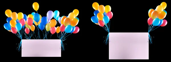 Holiday banners with colorful balloons — Stock Photo, Image