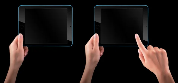 Tablet touch screen con mano — Foto Stock