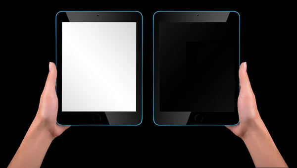 Touchscreen-Tablet-Computer mit Hand — Stockfoto