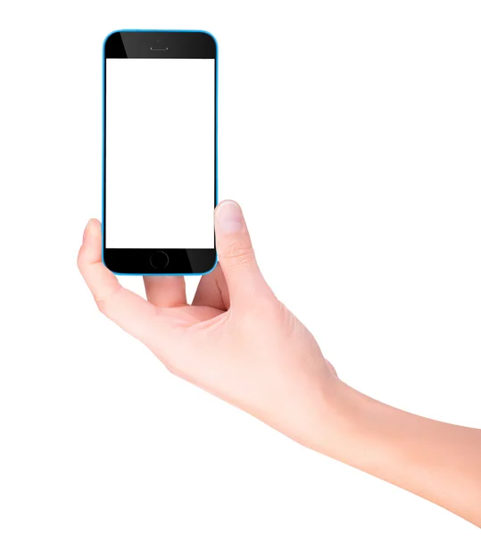 Hand holding Black Smartphone with blank screen — Stock Photo, Image