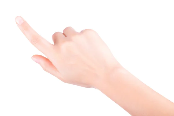 女人手指指向或触摸 — 图库照片