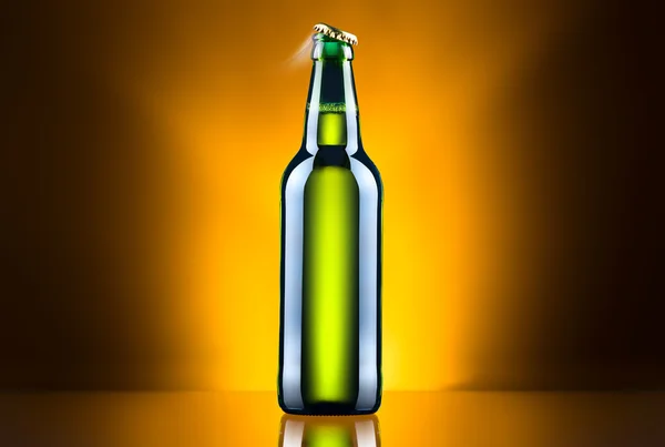 Open wet beer bottle — Stock Photo, Image