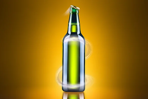 Open wet beer bottle — Stock Photo, Image