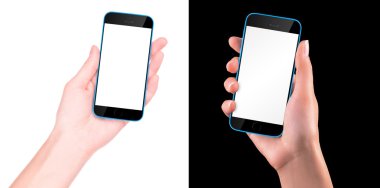 el ile boş ekran siyah akıllı telefon tutarak