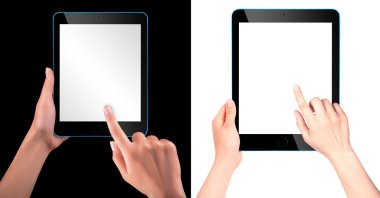 dokunmatik ekran tablet bilgisayarı el ile