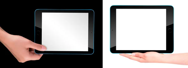 Tablet touch screen con mano — Foto Stock