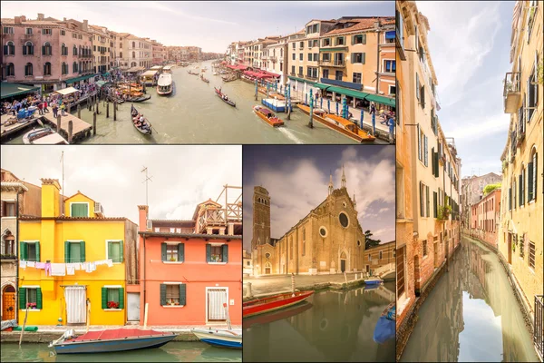 Collage de monumentos en Venecia — Foto de Stock