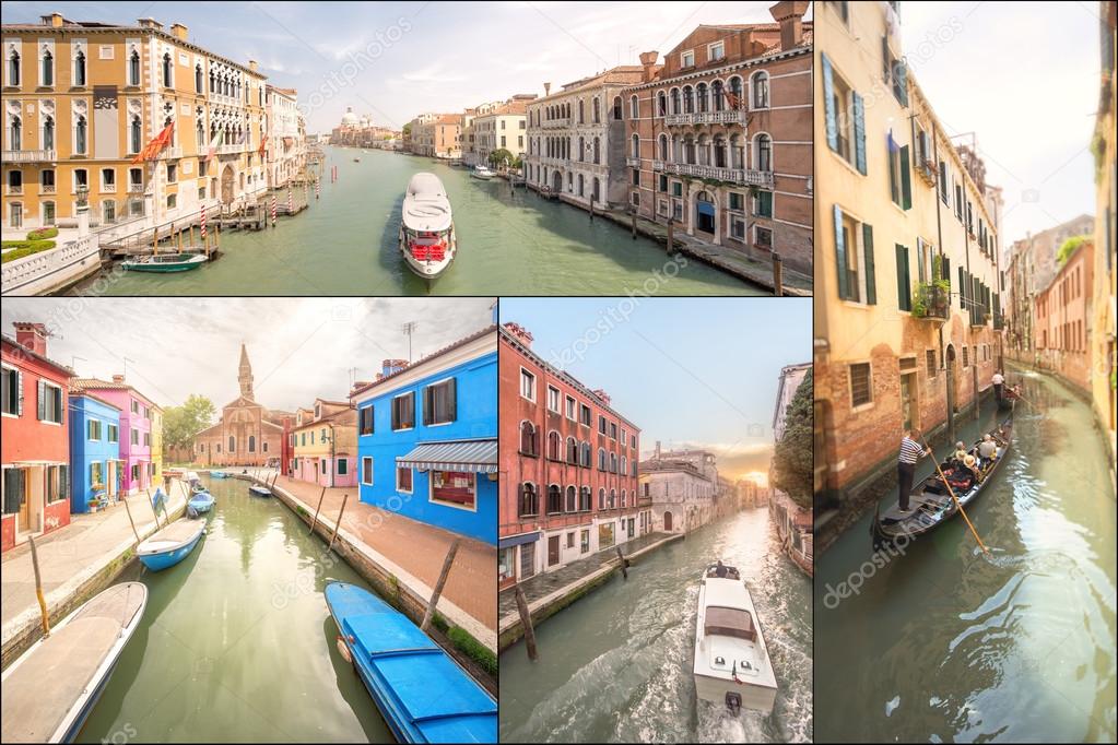 Collage of landmarks in Venice