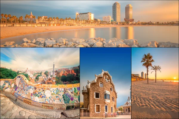 Collage de la hermosa Barcelona — Foto de Stock