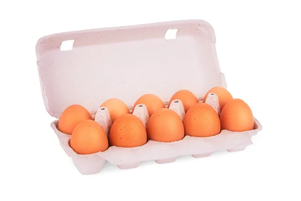 Huevos amarillos en caja — Foto de Stock