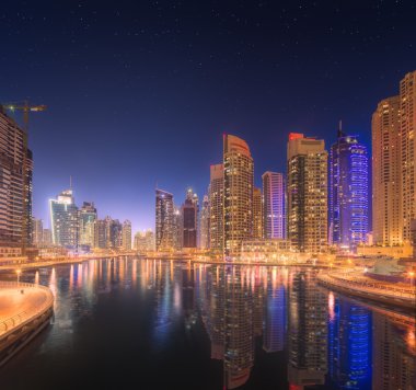 Dubai Yat Limanı güzellik Panoraması. Birleşik Arap Emirlikleri