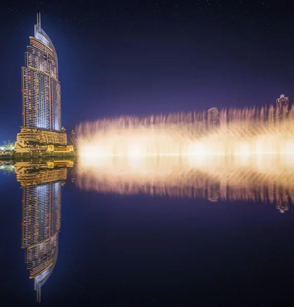 The dancing fountain Burj Khalifa in Dubai, UAE