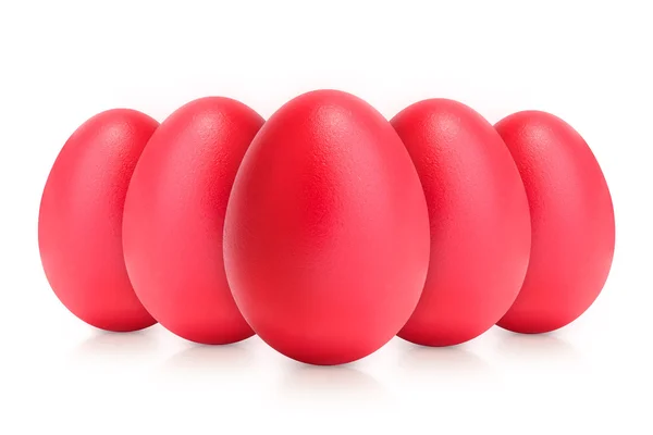 Grupo de huevos rojos aislados en blanco — Foto de Stock