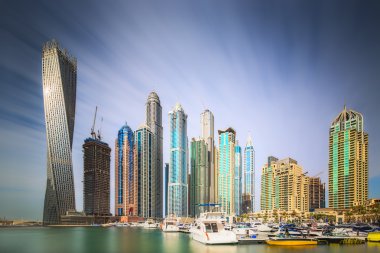 Dubai Yat Limanı güzellik Panoraması. Birleşik Arap Emirlikleri