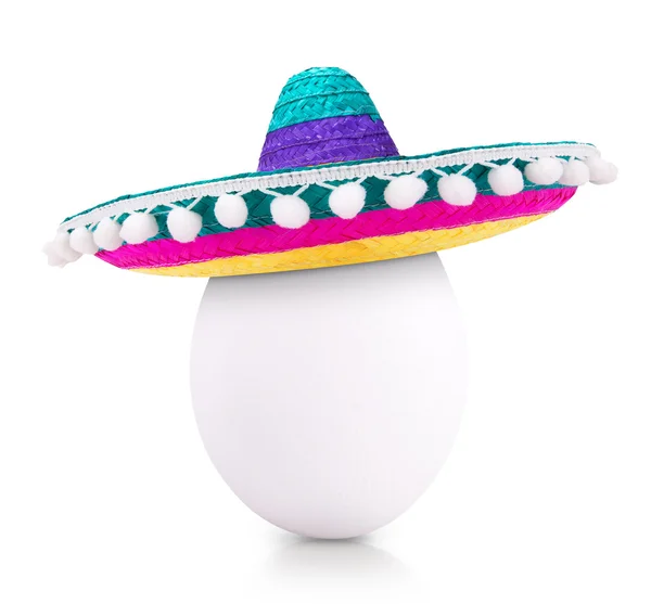 Egg in sombrero isolated on white background — Stock Photo, Image