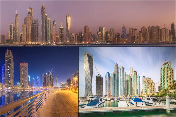 Collage del panorama de belleza en Dubai marina . —  Fotos de Stock