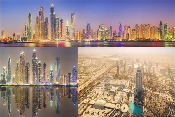 Collage del panorama de belleza en Dubai marina . —  Fotos de Stock