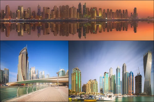 Collage del panorama de belleza en Dubai marina . —  Fotos de Stock