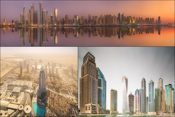 Collage des Schönheitspanoramas am Jachthafen von Dubai. — Stockfoto