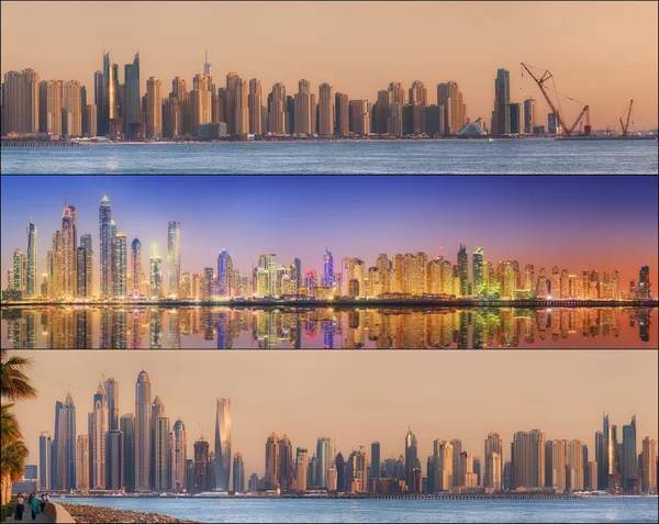 Collage des Schönheitspanoramas am Jachthafen von Dubai. — Stockfoto