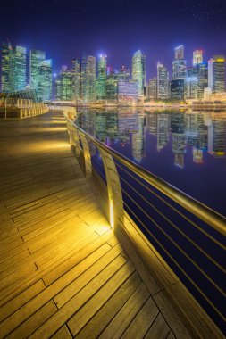 Singapur manzarası ve marina Bay görünümü