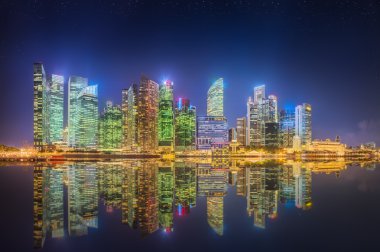 Singapur manzarası ve marina Bay görünümü