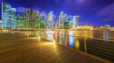 Singapur manzarası ve marina Bay görünümü
