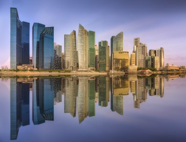Singapur manzarası ve marina Bay görünümü