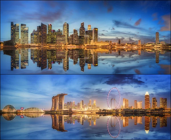 Set of Singapore Skyline and view in Marina Bay — Stock Photo, Image